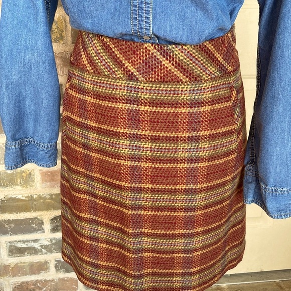 Talbots Autumn Tones Plaid Tweed Wool Pencil Mini Skirt Lined New With Tags - Picture 4 of 13